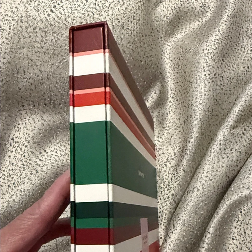 Kate Spade Jolly Stripe Memory Book with Red and Green with slide in case Gold